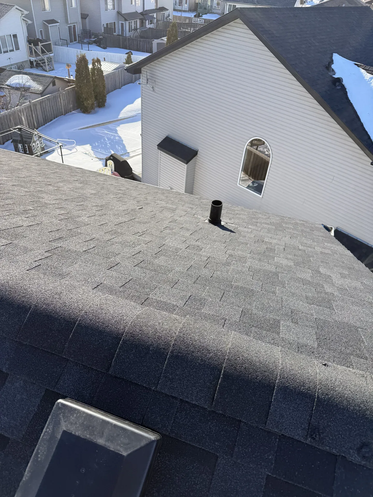 Completed eaves detail on an Edmonton residential roof