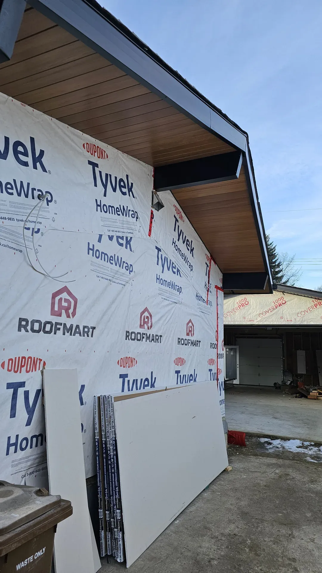 Tyvek house wrap and Roofmart paper on a new Edmonton build